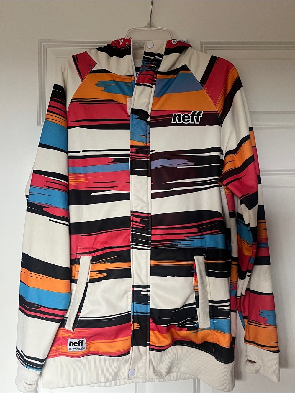 Neff Men’s/ Unisex Multicolor Striped Hooded Ski Jacket